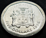 Moneda exotica 5 DOLARI / DOLLARS - JAMAICA, anul 1996 * cod 1990 A