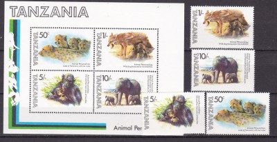Tanzania 1981 fauna MI 201-204 + bl.28 MNH ww80 foto