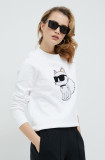 Karl Lagerfeld bluza femei, culoarea alb, cu imprimeu