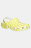 Crocs papuci Classic Gingham Clog femei, culoarea galben, 211006-78R