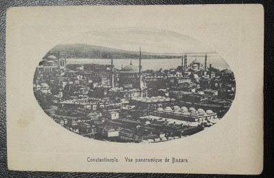 Carte postala, Constantinopole, Vue panoramique de Bazars, ab negru foto