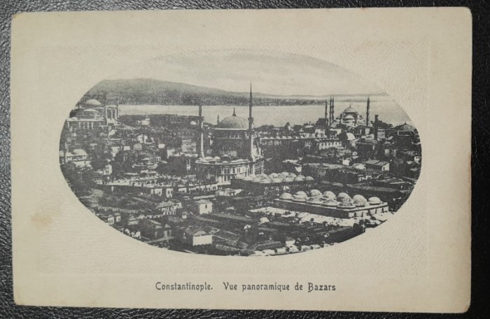 Carte postala, Constantinopole, Vue panoramique de Bazars, ab negru