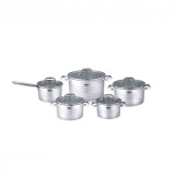 Set 10 Cratite Inox Hoffner HF-9937, Capac Sticla Termorezistenta, Inductie, Gaz, Electric, Halogen, Masina Spalat Vase