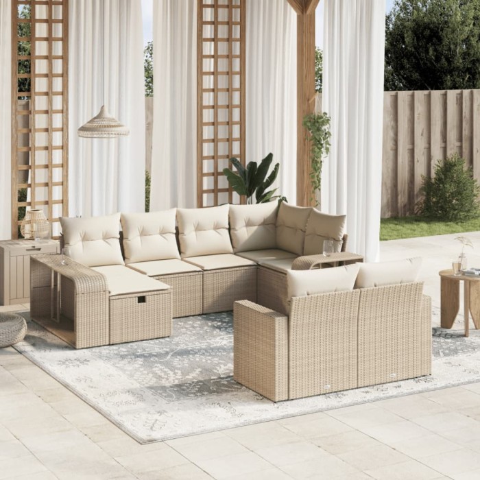 Gossi set canapele de gradina cu perne, 10 piese, bej, poliratan
