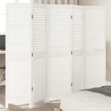 vidaXL Paravan cameră 5 panouri, alb, lemn masiv paulownia 358837