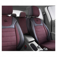 Set Huse Scaune Auto pentru Volkswagen Vento - Panda Prestige, Negru-Visiniu, 11 piese