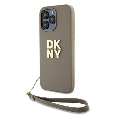 Husa pentru Apple iPhone 15 Pro, DKNY, Wrist Strap Stock Logo, Bej foto