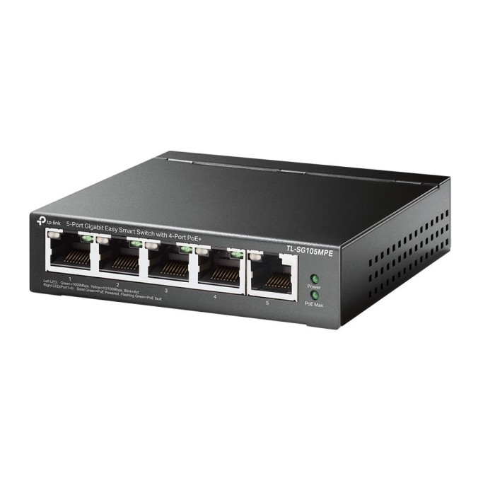 Switch Easy Smart, 4 porturi PoE RJ45 Gigabit, 1 port RJ45 Gigabit, Managed - TP-Link TL-SG105MPE