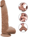 Dildo Edan Sliding&amp;Bendable, TPE Strat Dublu, Caramel, 24 cm, Mokko Toys