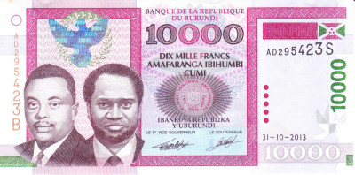 Bancnota Burundi 10.000 Franci 2013 - P49b UNC foto