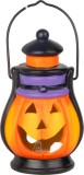 Felinar decorativ Halloween MagicHome, dovleac LED din teracota, 7x7,3x13 cm