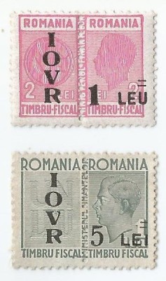 *Romania, lot 1002 cu 2 timbre fiscale de ajutor, 1947, NG/MNH foto