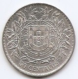 Portugalia 50 centavos 1913 - Argint 12.5g/835, 30 mm, KM-561 (1)