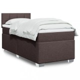 vidaXL Pat box spring cu saltea, maro &icirc;nchis, 80x200 cm, textil