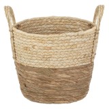 Coș Depozitare, Natural, Rotund, Cu M&acirc;nere, Bej-Maro, Diametru 26cm, &Icirc;nălțime 22cm, Oem