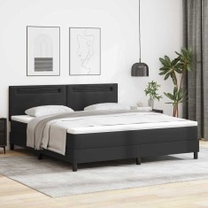 vidaXL Cadru de pat cu saltea Negru 180 x 200 cm Piele artificială 3339060