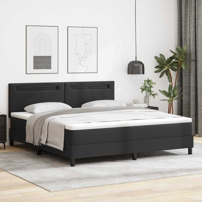 vidaXL Cadru de pat cu saltea Negru 180 x 200 cm Piele artificială 3339060