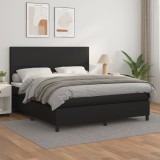 Cumpara ieftin Pat box spring cu saltea, negru, 180x200 cm, piele ecologică