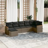vidaXL Set canapele de grădină, 7 piese, cu perne, gri, poliratan 3258595