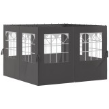 Outsunny Panouri laterale pentru pergolă, 4 panouri laterale pentru pavilion de grădină, cu fermoare, 3 x 4 m pergolă, Gri &icirc;nchis | Aosom Romania