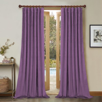 Set draperii din catifea cu rejansa din bumbac tip fagure, Madison, 150x240 cm, densitate 700 g/ml, Violet, 2 buc foto