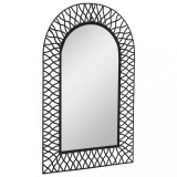 Oglindă de perete de grădină, negru, 50 x 80 cm, arcuită, vidaXL