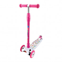 Trotineta pentru copii Skate Pink Unicorn, 3 roti, inaltime reglabila, maxim 50 kg, 3 ani+, model unicorn
