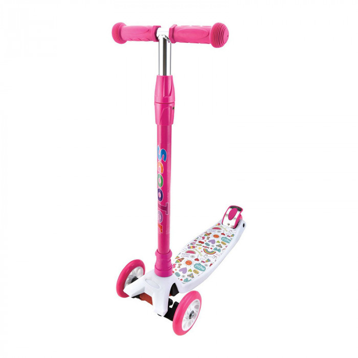 Trotineta pentru copii Skate Pink Unicorn, 3 roti, inaltime reglabila, maxim 50 kg, 3 ani+, model unicorn