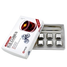 Set 8 Cuburi Metalice pentru racirea bauturilor SpectrumPoint?, otel inoxidabil, reutilizabile, cleste, cutie depozitare foto