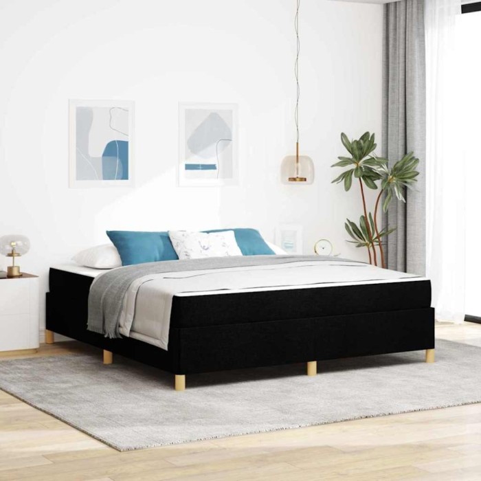 vidaXL Pat cu arcuri Negru și Alb și Negru 180 x 200 cm țesătură 3398957