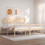 VidaXL Cadru de pat senior cu tăblie, 200x200 cm, lemn masiv