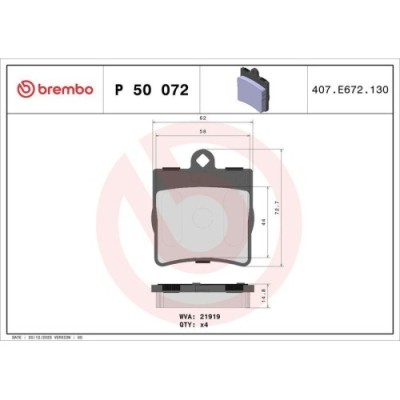 Placute frana Mercedes Clasa C (W203) 05.00-12.07, Clasa C Coupe (Cl203) 03.01-06.11, Clasa CLC (Cl203) 05.08-06.11, Clk (C209) 05.02-03.10, Clk Cabr foto
