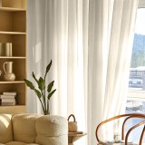 Cumpara ieftin Set perdea tip tesatura in cu rejansa din bumbac tip fagure, Santo Domingo, Madison, 250x205 cm, Crem, 2 buc
