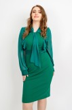 Cumpara ieftin Rochie conica accesorizata cu esarfa si volane verde - Moze - S(36)