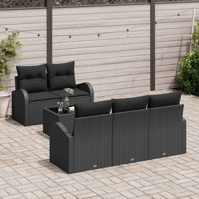 vidaXL Set de canapele pentru grădină 6 pcs Negru 55 x 55 x 37 cm 3354592