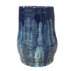 VAS VINTAGE DIN CERAMICĂ GLAZURATĂ, LUCRAT SI DECORAT MANUAL