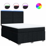 Cumpara ieftin Pat box spring cu saltea, negru, 140x200 cm, textil