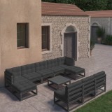 vidaXL Set mobilier grădină cu perne, 11 piese, lemn masiv de pin 3077153