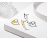 Cercei Argint 925 Geometrici Model T Zirconiu Huggie 2 Finisaje: Rodiu/Aur Atcom