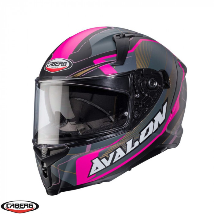 Casca integrala pentru scuter - motocicleta Caberg model Avalon X SV Optic L9 negru/gri/fuchsia (roz) mat Pinlock ready M (57/58cm)