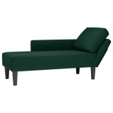 Cumpara ieftin Sezlong cu perna si cotiera dreapta, verde inchis, catifea