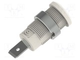 Conector banană 4mm soclu 36A 1kV albă nichelat cu izolație ELECTRO-PJP