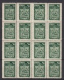 ROMANIA 1922 LP 73 c INCORONAREA REGELUI LA ALBA IULIA 50 BANI VERDE BLOC DE 16 TIMBRE STARE MNH, Nestampilat