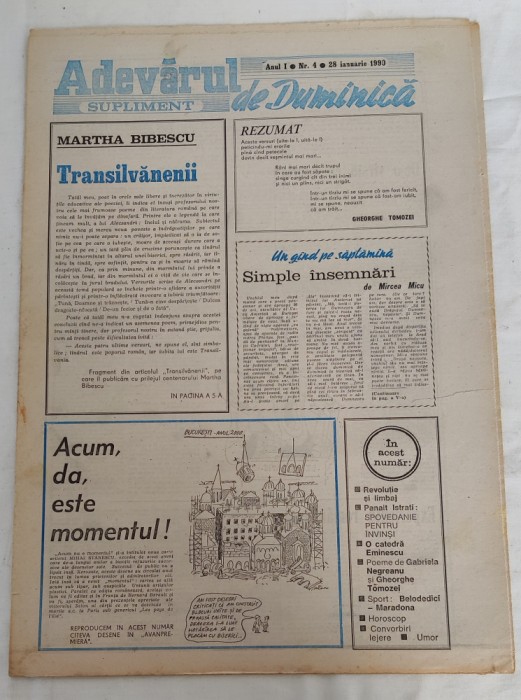 ADEVĂRUL DE DUMINICĂ (28 ianuarie 1990) Anul I nr. 4