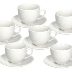 Set 6 cesti de ceai cu farfurie Golf, Tognana Porcellane, 270 ml, portelan, alb