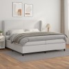 VidaXL Pat box spring cu saltea, alb, 200x200 cm, piele ecologică 3128932