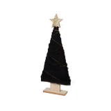 Brad de craciun din lemn si lana cu stea 31 x 13 x 5 cm-Culoare Negru