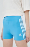 Adidas Originals pantaloni scurti Adicolor HC1959 femei, culoarea turcoaz, cu imprimeu, high waist