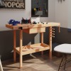 Banc de lucru t&acirc;mplărie cu sertar, 2 menghine, lemn esență tare