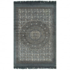 vidaXL Covor Kilim, gri, 120 x 180 cm, bumbac, cu model